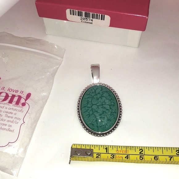 New with Box Premier Designs COZUMEL Pendant Turquoise Silver Bold Enhancer - Picture 8 of 8